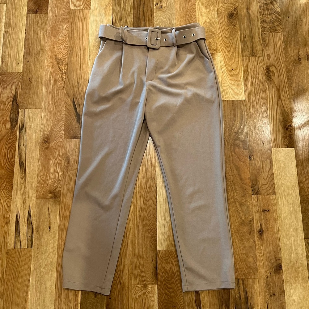 Tan belted trousers size 8